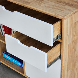 80x35x70cm Mobile Rubber Wood 4-Drawer Flat Panel Door Minimalist Living Room <b>Chest</b> of Drawers KTB68157 Furniture - Product Image 5