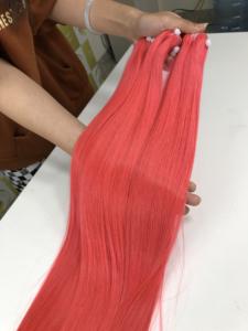 Cierre y paquetes de cabello de trama de color rojo Extensiones de cabello humano vietnamita crudo Paquetes de encaje recto a granel Sin productos químicos aplicados - Product Image 3