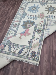 Handmade Woolen Carpet Traditional Geometric Floral Design Lime Green Olive Green Washable Hand-Knotted <b>Wool</b> Rug for Living Room - Product Image 5