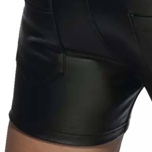 OEM Manufacturer High Street <b>Men's</b> Custom Logo PU <b>Leather</b> <b>Shorts</b> Plain Dyed Waterproof Breathable Stylish Design Solid Pattern - Product Image 4