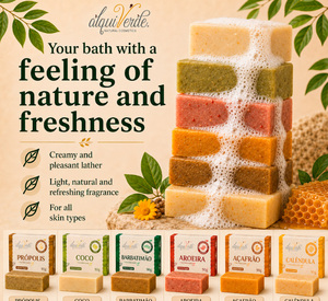 Alquiverde Jabón Vegano Botánico Brasileño en Barra, Paquete Económico de 18 Barras - Set Surtido (Azafrán, Aroeira, Barbatimao, Caléndula, Coco) - Product Image 2