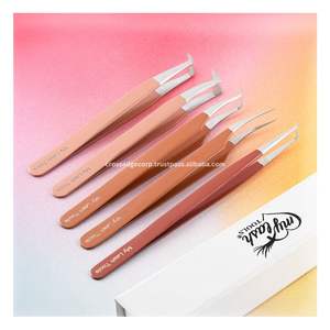 Pince à cils professionnelle pour extensions, pointe en X fine, pour bouquets de volume, pointe en fibre, courbure classique, poignée diamant, 90 degrés - Product Image 1