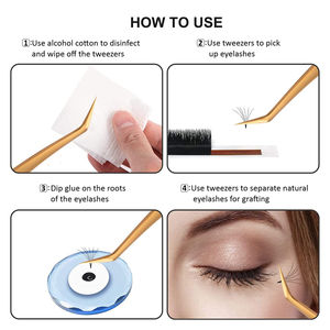 Pinzas para extensiones de pestañas, pinzas profesionales para pestañas para volumen, acero inoxidable, puntas curvas rectas, pinzas para pestañas - Product Image 3