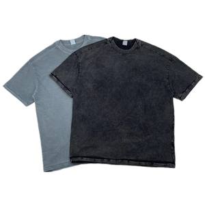 เสื้อยืดโอเวอร์ไซส์วินเทจของผู้ชายผ้าคอตตอน100% ทรงหลวมสีทึบสไตล์วินเทจแบบสั่งทำได้ - Product Image 3