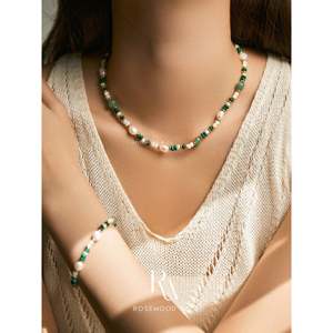 Collana di perle turchesi verdi con catena in oro anti-ossidazione, stile bohémien, regalo per lei - Product Image 4