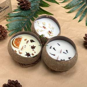 Handmade Coconut Shell Candle with Natural Wax Eco-Friendly Bowl From Vietnam Many <b>Scented</b> Coco Candles for Christmas - Product Image 1
