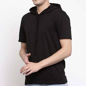 Venta al por mayor por encargo de talla grande ropa de hombre deportes Fitness desgaste camisas básicas pulóver manga corta 100% algodón sudaderas con capucha de los hombres - Product Image 2