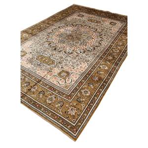 Tapis en laine noué à la main Aalam Gold Pae-5121 9x12 rectangulaire à motif médaillon abstrait pour entrée, couloir et salon - Product Image 2