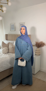 Robe Abaya en jean élégante pour femmes, mode modeste, manches longues, vêtements décontractés, vêtements musulmans, tissu en jean doux - Product Image 3