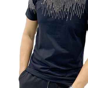 T-shirt pour homme tendance avec strass, sur mesure, léger, facile à porter, respirant, avec des strass, en matériau durable - Product Image 2