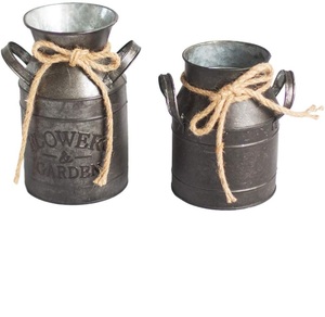 Florero rústico, maceta, jarrón de Metal galvanizado, jarra de leche elegante desgastada, jarrón Vintage rústico, jarra, cubo rústico francés - Product Image 1