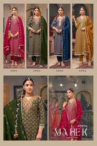 Conjunto de pantalones Kurta de algodón puro con diseño tradicional 2025 para mujer, conjunto Dupatta estampado Fancy Work Shiffli Lace Full Cotton Inner Mal Indian - Product Image 5