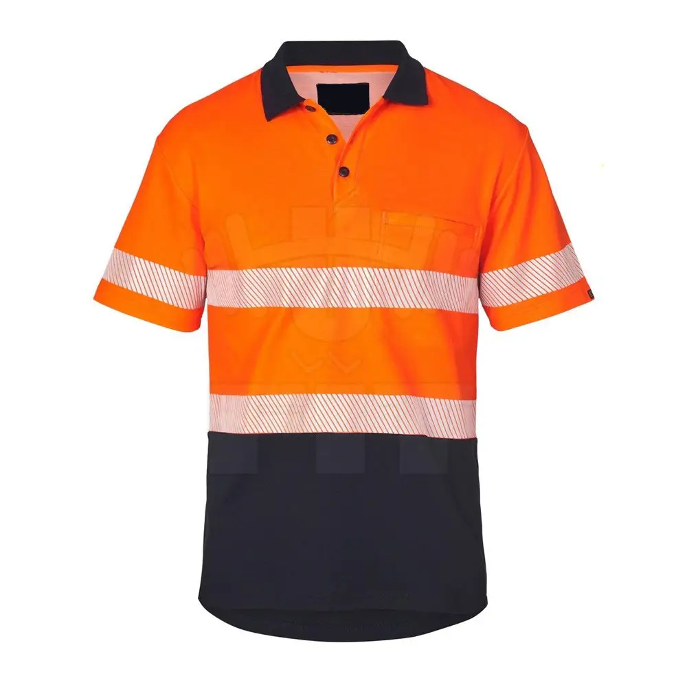 Short Sleeve High Visibility Polo T-Shirt Reflective Clothes Safety T-Shirt Plus Size Safety Polo T-Shirt
