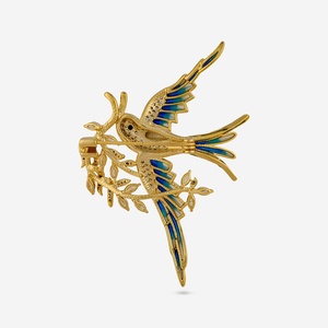 Broche tendance style coréen pour sari 171141 avec strass en cristal, motif floral plaqué cuivre et laiton pour cadeaux de fête - Product Image 6