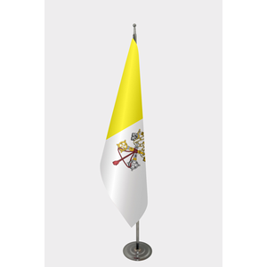 Drapeau officiel du Vatican imprimé numériquement en satin de polyester et soie avec mât en fibre de verre et aluminium - Product Image 1