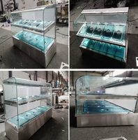BMS-5A 5-Pfannen 2-Ebenen Speisenwärmer mit Schiebetür, Warmhaltevitrine für Gewerbe, Hotel, Restaurant, Buffet