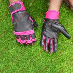 ถุงมือเบสบอลหนังแท้สีดำและชมพูแบบข้อมือสั้น ปิดด้วยแถบตีนตุ๊กแก สำหรับมือซ้าย/ขวา ถุงมือฝึกซ้อม - Product Image 4