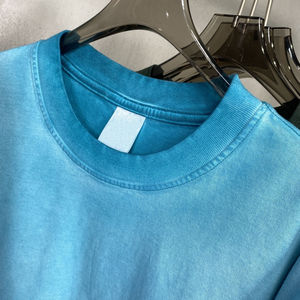 Venta al por mayor de peso pesado 100% algodón camiseta de verano para los hombres lisos en blanco lavado ácido Puff impresión de gran tamaño Casual Streetwear - Product Image 6