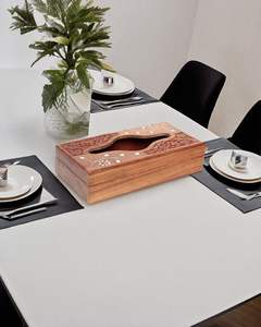 Soporte de caja de pañuelos de madera con acabado natural de 6 pulgadas x 4 pulgadas x 4 pulgadas para fiestas, bodas, regalos de Diwali - Product Image 6