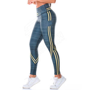 Pantalones de Yoga de fitness alto para mujer con logotipo personalizado Leggings transpirables para mujer para verano Estampado en la cintura - Product Image 6