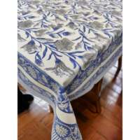 Nappe 100 % coton indienne imprimée à la main 150*220 cm, thème floral bohème, linge de cuisine pour la maison et les hôtels, collection de Noël de marque
