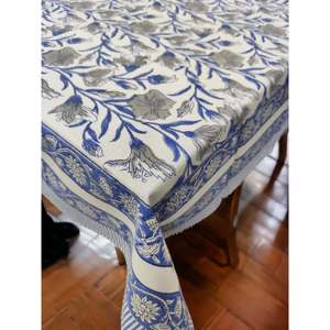Mantel de Algodón 100% con Estampado Artesanal Indio, 150*220 cm, Tema Floral Boho, Lino de Cocina para Hogar y Hoteles, Marca Navideña - Product Image 1