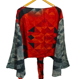 Ropa de mujer Blusa de manga acampanada de seda suave de lujo, Chaqueta corta de Paisley Floral Wrap, regalo para su Top corto indio - Product Image 1