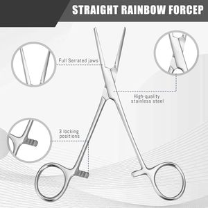 Finition argentée mate Pince hémostatique manuelle courbée et droite de 5.5 pouces Pince de perçage en acier inoxydable certifiée CE - Product Image 3