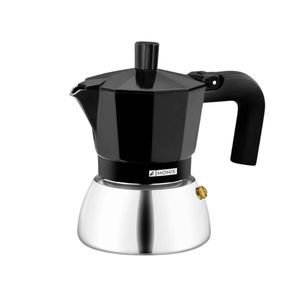 Caffettiera italiana in acciaio inox per induzione, nera, 3 tazze (Monix M863003) - Product Image 1