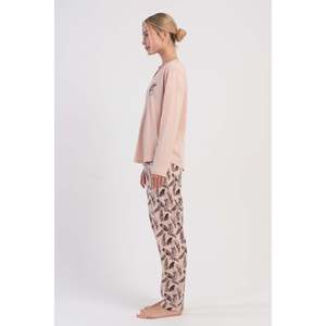KADIN P.SUPREM XXL V YAKA UZUN KOL ETEGI OVAL PIJAMA TAKIM - PUDRA PEMBE - PUDRA PEMBE - Product Image 3