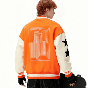 แจ็กเก็ตเบสบอลสำหรับผู้ชายเสื้อแจ็กเก็ตกันหนาวแบบลำลองปกตั้งมีหลายสี - Product Image 6