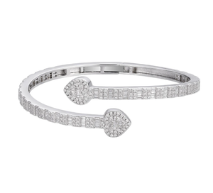 กำไลข้อมือคิวบาแบบเปิดสไตล์ฮิปฮอปวินเทจประดับมอยส์ซาไนต์สีเงิน คุณภาพสูง เหมาะสำหรับทั้งชายและหญิง ของขวัญสำหรับงานปาร์ตี้ เครื่องประดับ - Product Image 1