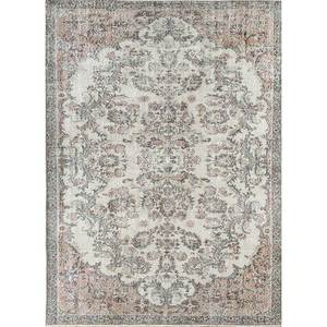 Tapis en laine noué à la main beige-brun vintage pour la maison - Idéal pour salon, couloir, entrée, chambre d'adolescent - Motif médaillon rectangulaire en puzzle - Product Image 1