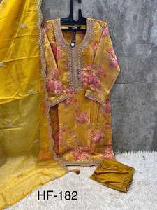 Shalwar Kameez en organza gracieux imprimé avec un fond en coton Trending Daily to Festive Look en tailles XL et XXL - Product Image 4