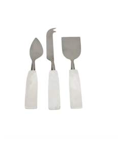 Luxury Marble Handle Cheese Set Handmade Stainless Steel Tabletop Cutlery High Quality Tableware for Cheese Serving - Product Image 1