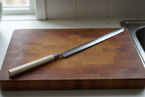 Couteau à fileter les fruits de mer professionnel en acier au carbone, lame longue, outil de transformation du thon, acier inoxydable avec surface forgée - Product Image 6