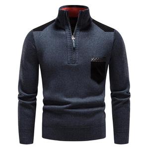 Nouveaux hommes pull tricoté automne hiver tricots à manches longues col roulé fermeture éclair cou mâle pull sweat vêtements d'extérieur - Product Image 6
