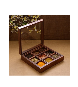 Boîte à épices rectangulaire en bois écologique avec couvercle en verre, couleur personnalisée, marque TIMELESS CRAFT, design élégant, accessoires cadeaux haut de gamme - Product Image 2