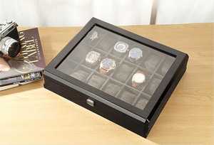 Boîte à montres KALATRI avec couvercle en verre, organiseur de montres personnalisé pour 4 à 12 montres, boîte de rangement gravée, cadeau de luxe pour lui - Product Image 2