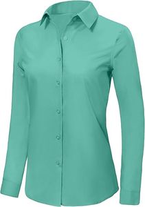 Chemises de bureau pour femmes, style professionnel, à carreaux, vintage, décontractées, 100% coton, manches longues - Product Image 3