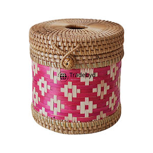 Moderno Porta Cajas de Pañuelos Decorativo Cuadrado de Ratán Premium Hecho a Mano con Grabado Tejido Tradebyd - Product Image 3