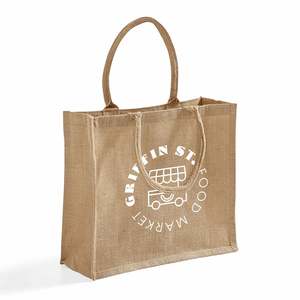 Customized Logo Large Burlap Jute Tote <b>Bags</b> <b>Medium</b> Size Eco-Friendly Shopping <b>Bags</b> with Rope Handle for Daily Use TJ889 - Product Image 3