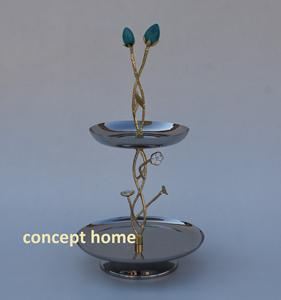 Grand plateau à gâteau de luxe en argent à 3 étages, plateau à fruits en métal argenté, décoration de mariage, support à dessert et outils - Product Image 2