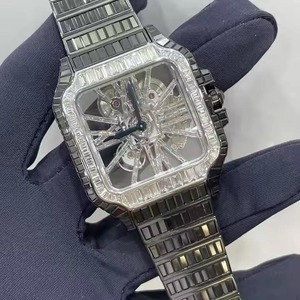 Hip Hop Luxury Diver Lab Grown Moissanite Reloj para hombres con banda de acero inoxidable Cristal de zafiro Brillante Baguette Cut Diamantes - Product Image 2