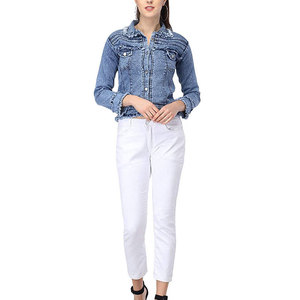 Veste en jean pour femme au design élégant et moderne, 100% coton, séchage rapide, veste en jean pour femme très vendue en hiver - Product Image 2