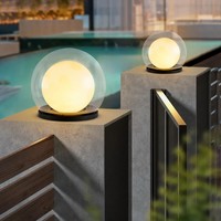Lampe solaire LED moderne IP65 pour extérieur, lampe de pilier, lampe lune, étanche, pour jardin et aménagement paysager