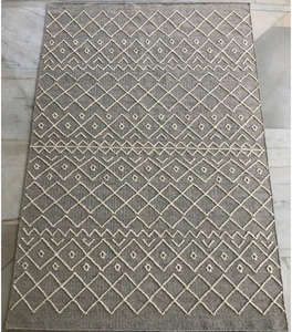 Elegant Modern Moroccan High-Low Weave <b>Wool</b> <b>Cotton</b> Rug Natural Color Hand Woven Flat Weave Design for Door Kitchen Interiors - Product Image 2