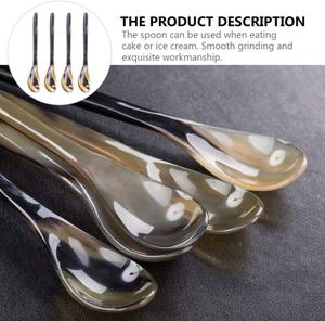 Cuillère en corne de buffle naturelle, fabriquée à la main et polie, parfaite pour servir des épices, des condiments ou pour une utilisation décorative sur la table, de haute qualité - Product Image 3