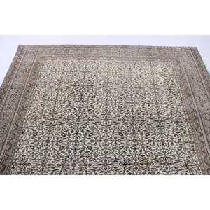 Turkish Large Rug 5.4x9.3 ft, Vintage <b>Brown</b> Ikat <b>Wool</b> Rug - Product Image 5