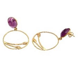 Pendientes de plata de ley 925 con gema de turmalina, novedad - Product Image 1